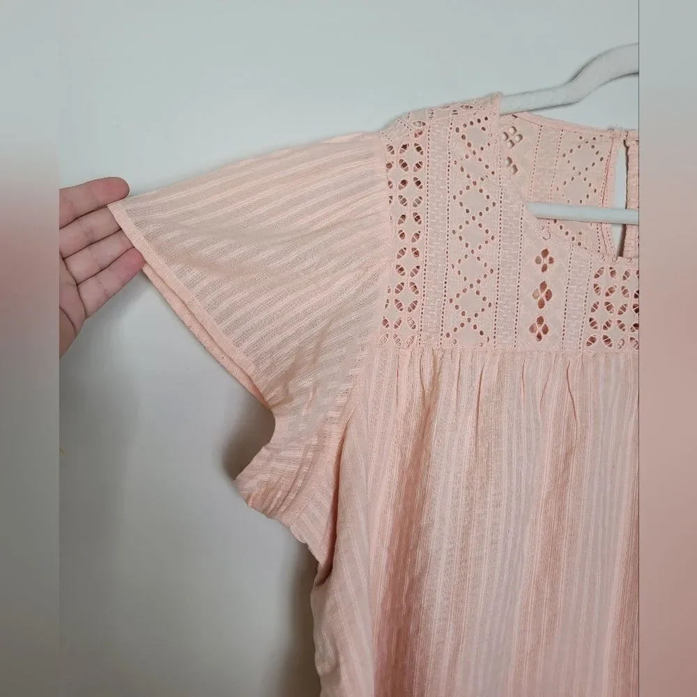 Ella Moss Pink Blouse Top Plus Size XXL Lace Cottagecore Flounce Romantic Girly - Picture 7 of 12